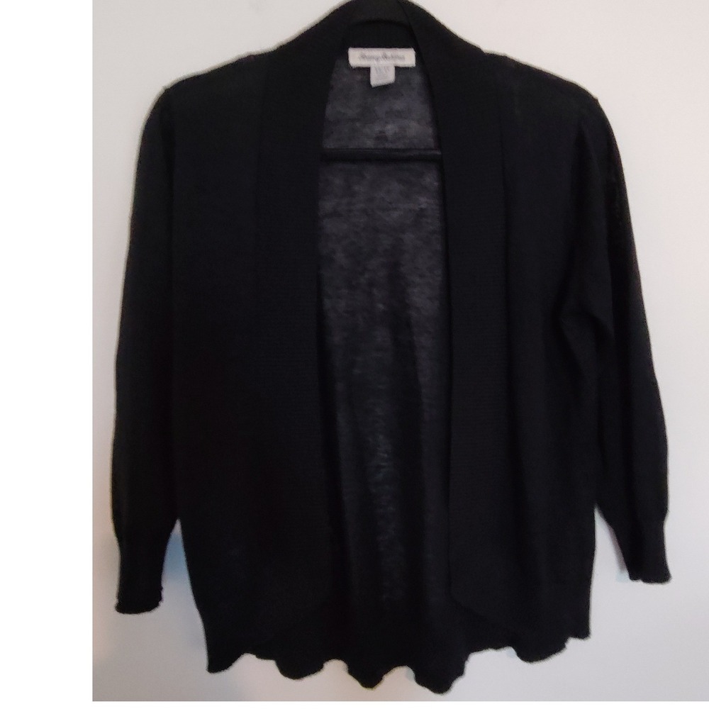 Tommy Bahama Womens Black 100% Linen Open Front Cardigan Sweater XS